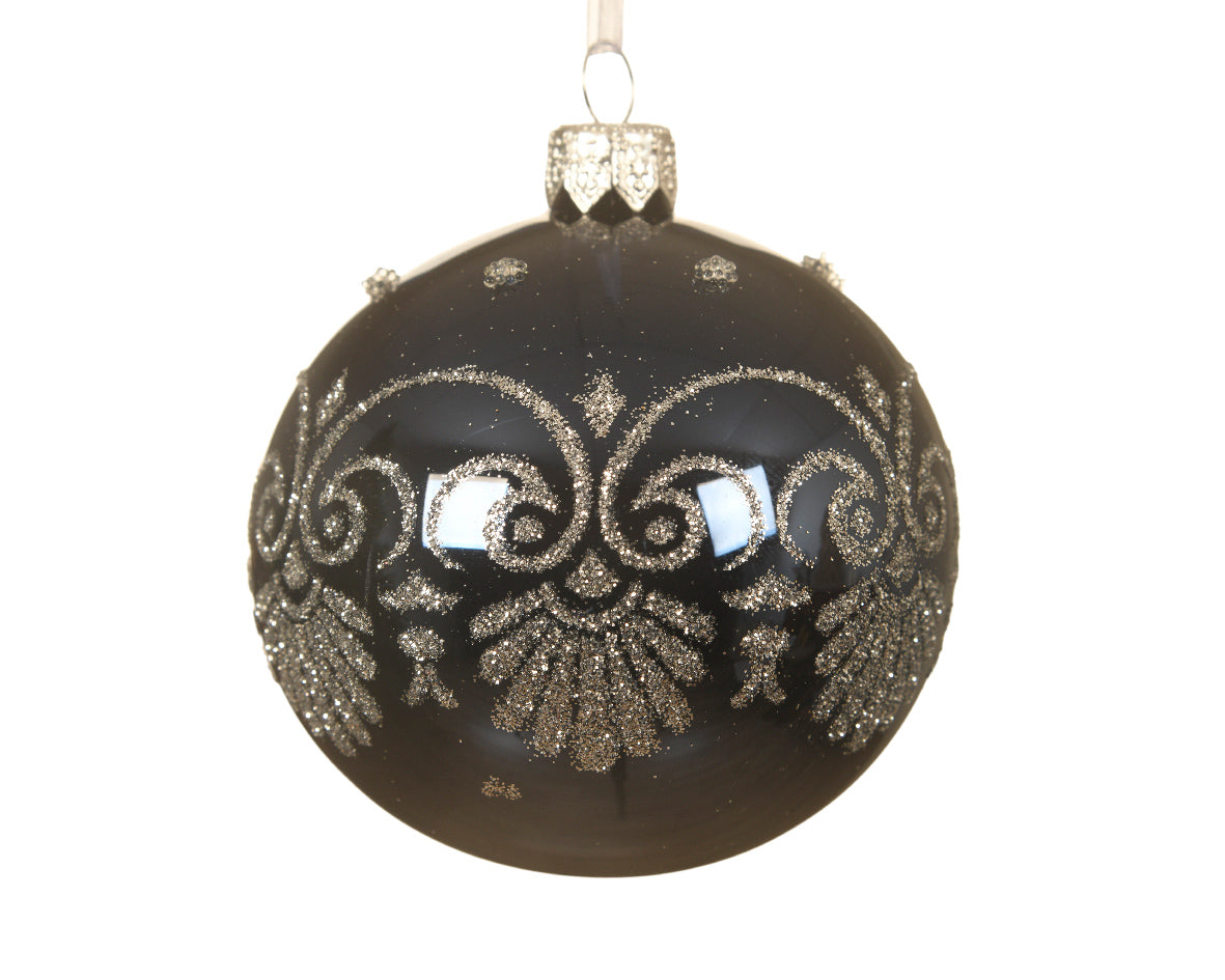 Palla Di Natale decorazione natalizia diametro 8 cm con decorazioni argentate per albero di Natale - DeMatteis.it