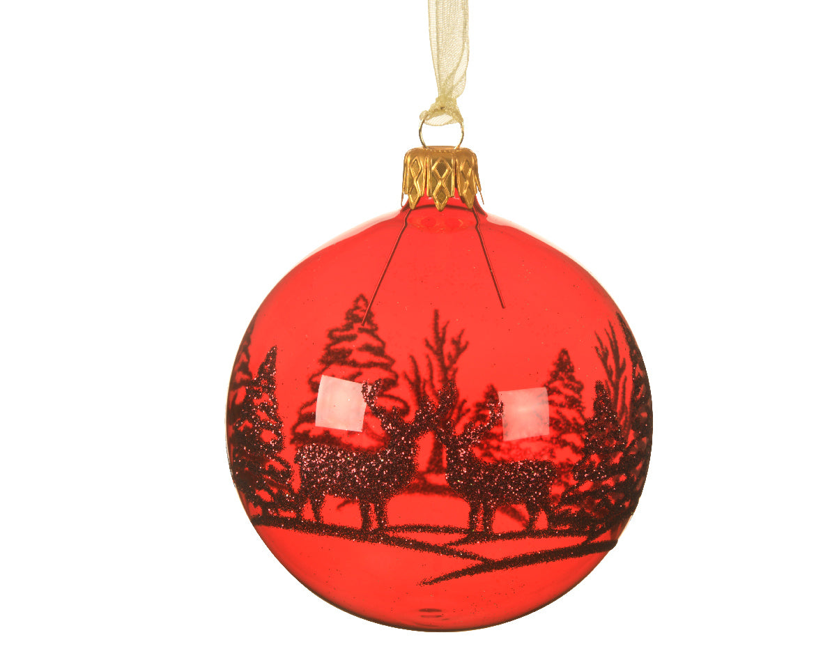 Palla di Natale trasparente Christmas Red diametro 8 cm per decorazione albero natalizio - DeMatteis.it