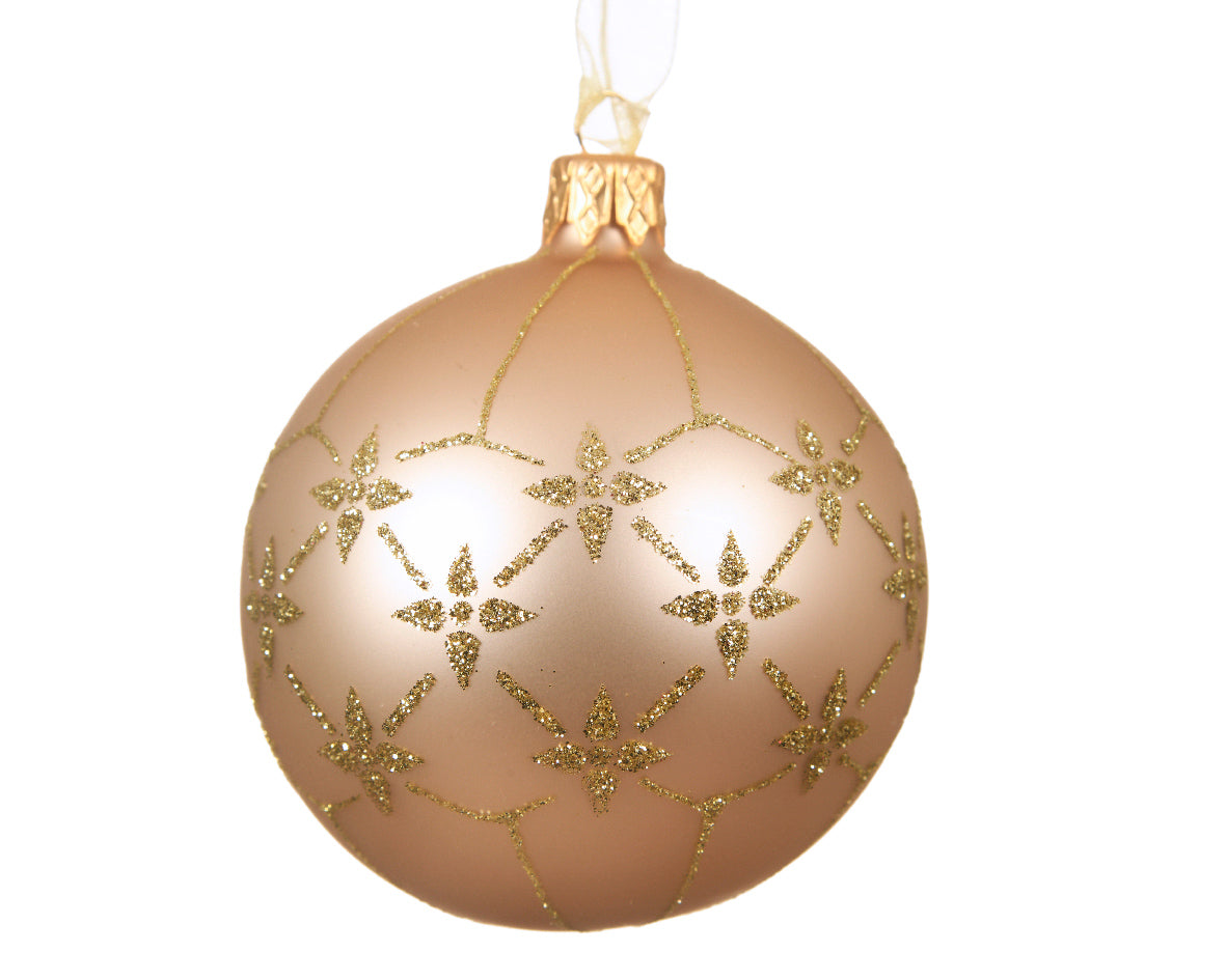 Palla di Natale diametro 8 cm effetto perla con decorazioni dorate per albero di Natale - DeMatteis.it