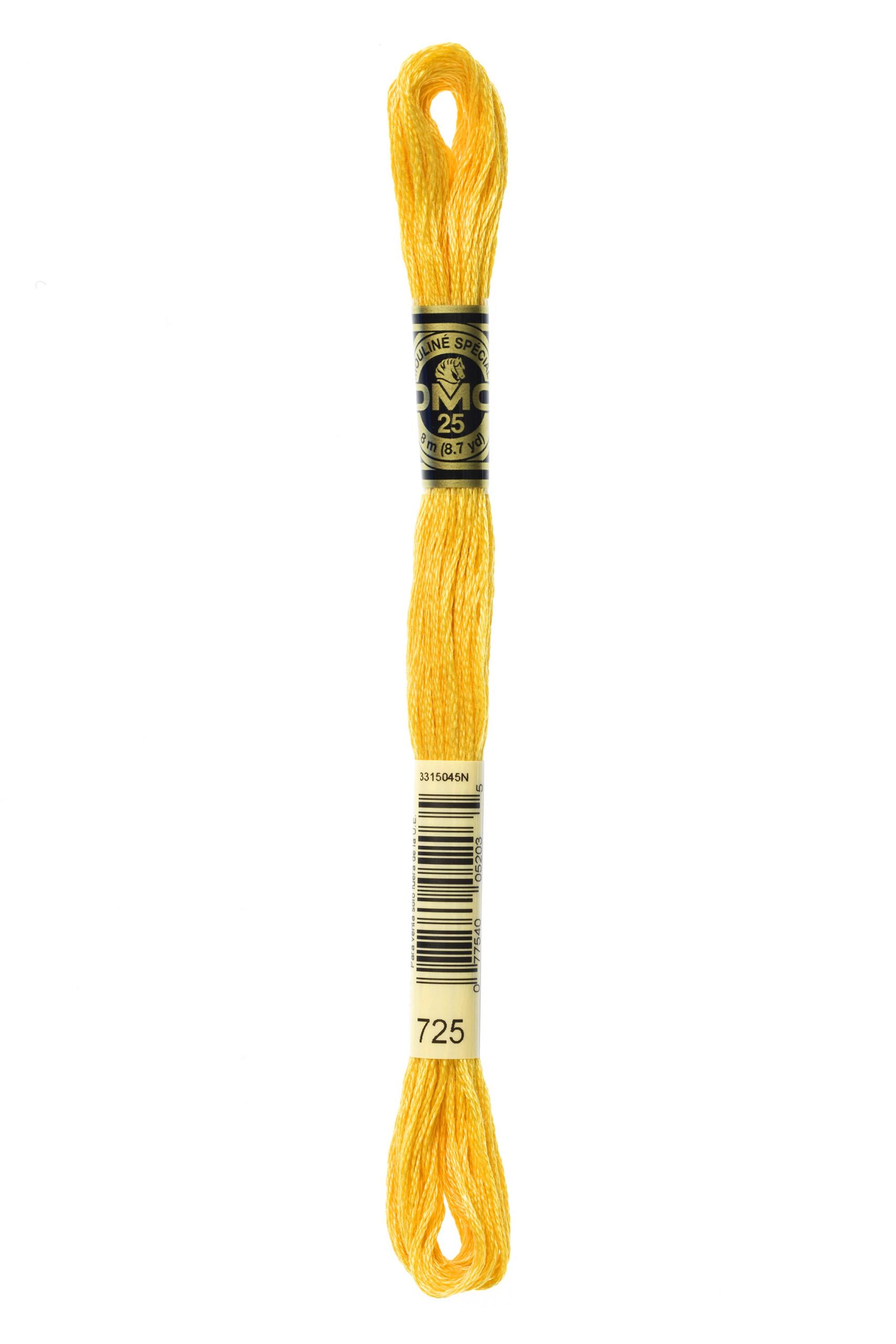 Cotone Dmc Da Ricamo Mouline Colore 725: Filo mouliné in cotone pregiato, ideale per progetti di ricamo e uncinetto, disponibile in una vasta gamma di colori vivaci e brillanti. | Dematteis.it
