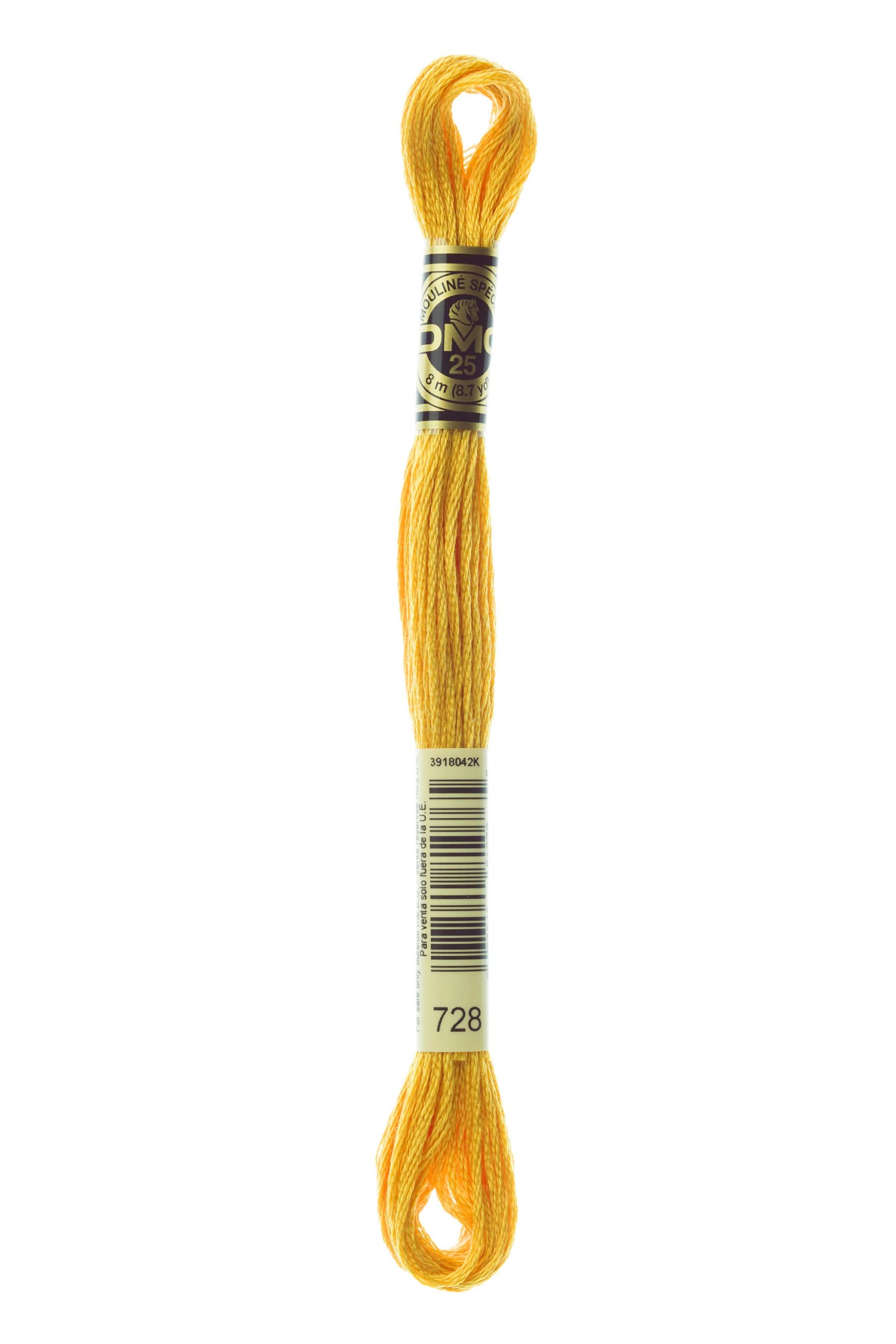 Cotone Dmc Da Ricamo Mouline Colore 728: Matassa di filo colorato in cotone pregiato, ideale per ricami e progetti creativi. | Dematteis.it