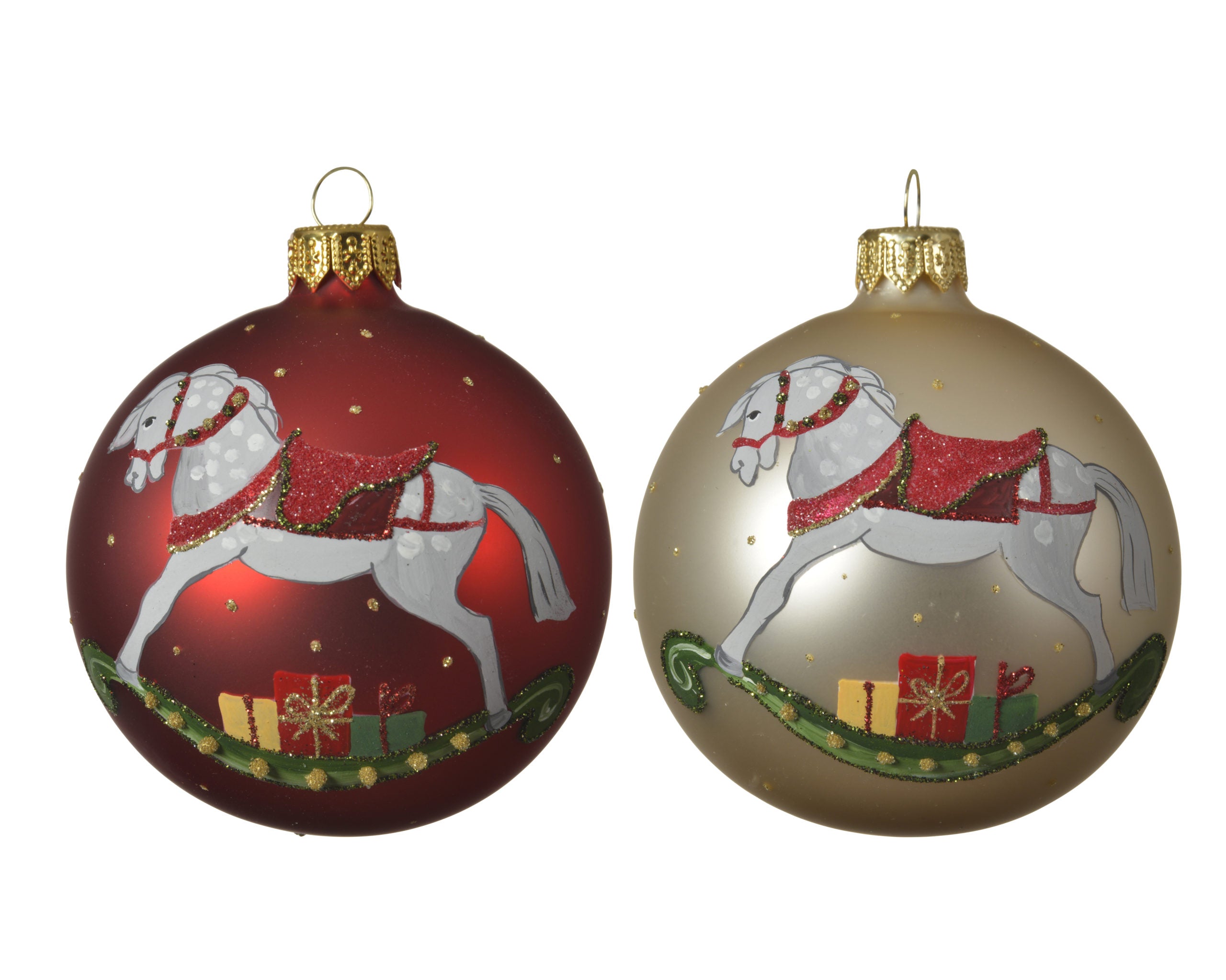 Pallina Di Natale Cavallo A Dondolo D 8 Cm