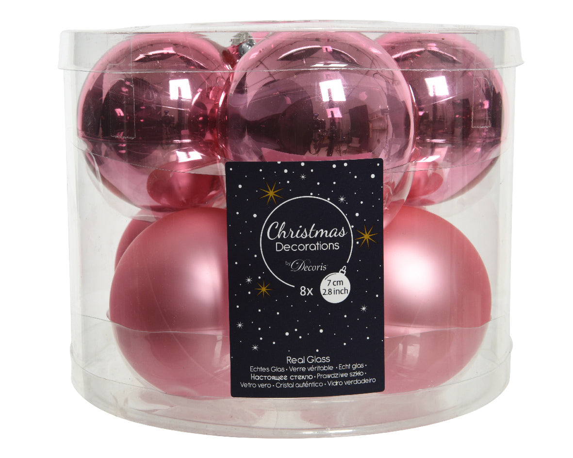 Box 8 Palline Di Natale Vetro decorazioni natalizie diametro 7 cm lipstick pink - DeMatteis.it