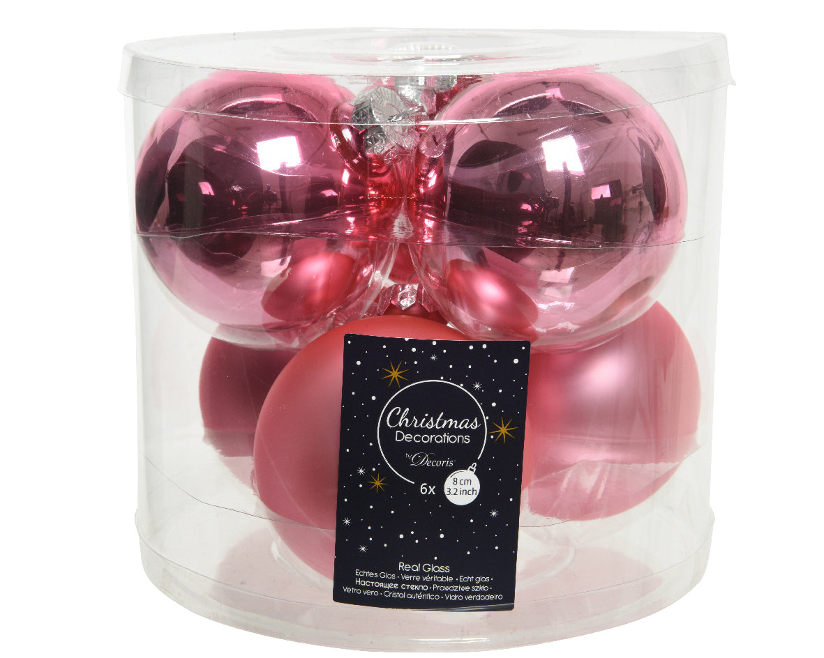 Box 6 palline di Natale in vetro diametro 8 cm per decorazioni natalizie - DeMatteis.it