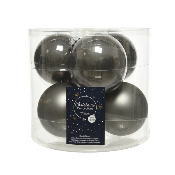 Box 6 Palle Di Natale Vetro diametro 8 cm Warm Grey decorazioni natalizie in vetro per albero - DeMatteis.it