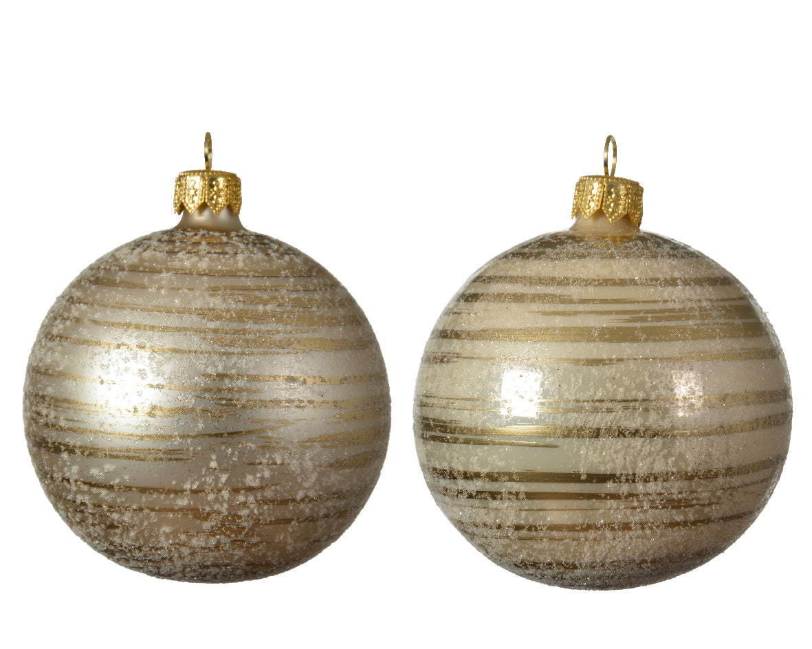 Palla di Natale diametro 8 cm finitura perla con decorazioni dorate per addobbi natalizi - DeMatteis.it
