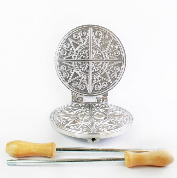 Stampo Per Ferratelle CBE Tondo In Alluminio - Per Cialde E Biscotti, Con Manici, Tradizionale - Foto 6