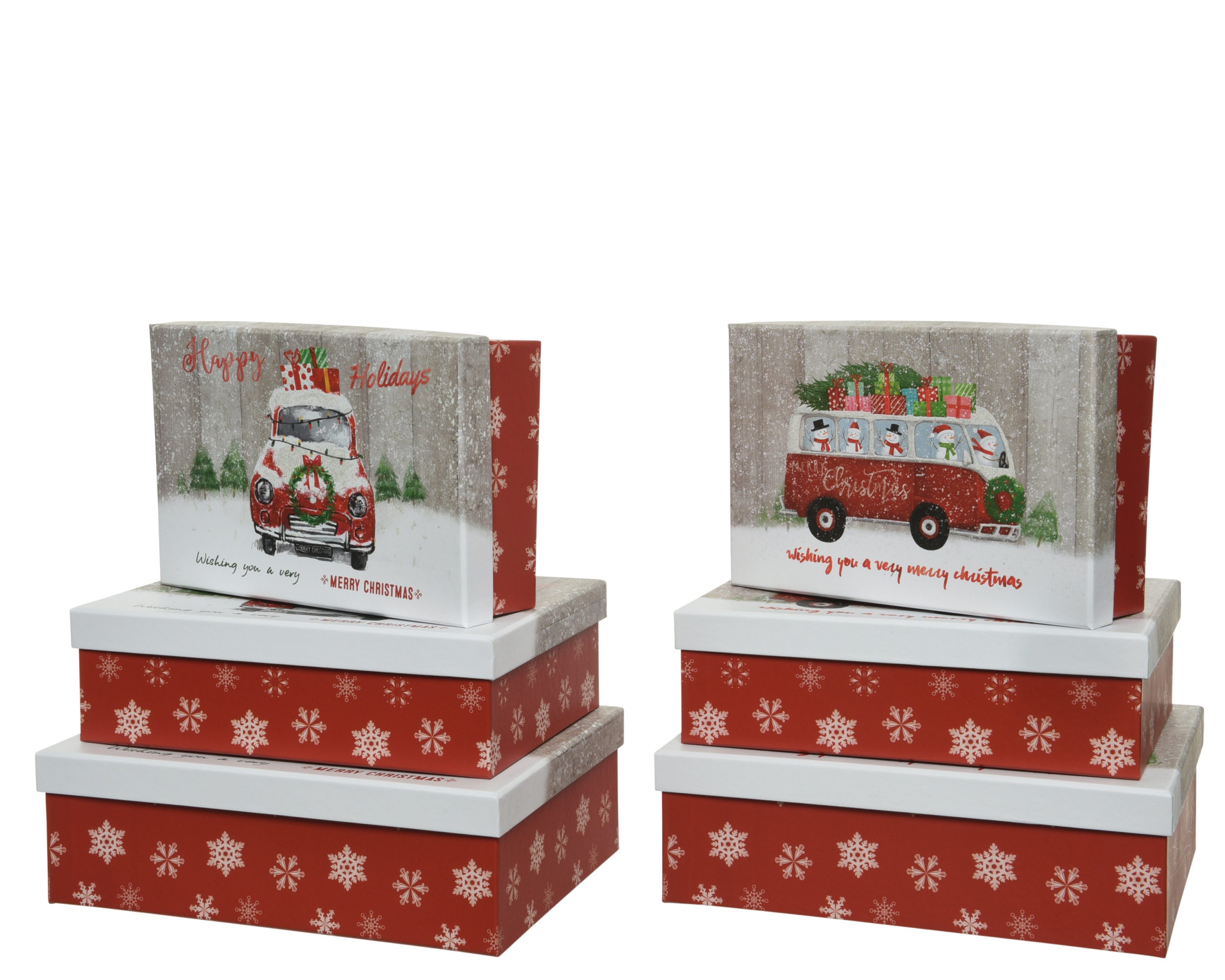 Set 3 Scatole Macchina Natalizia 25X18X8 Cm Grande