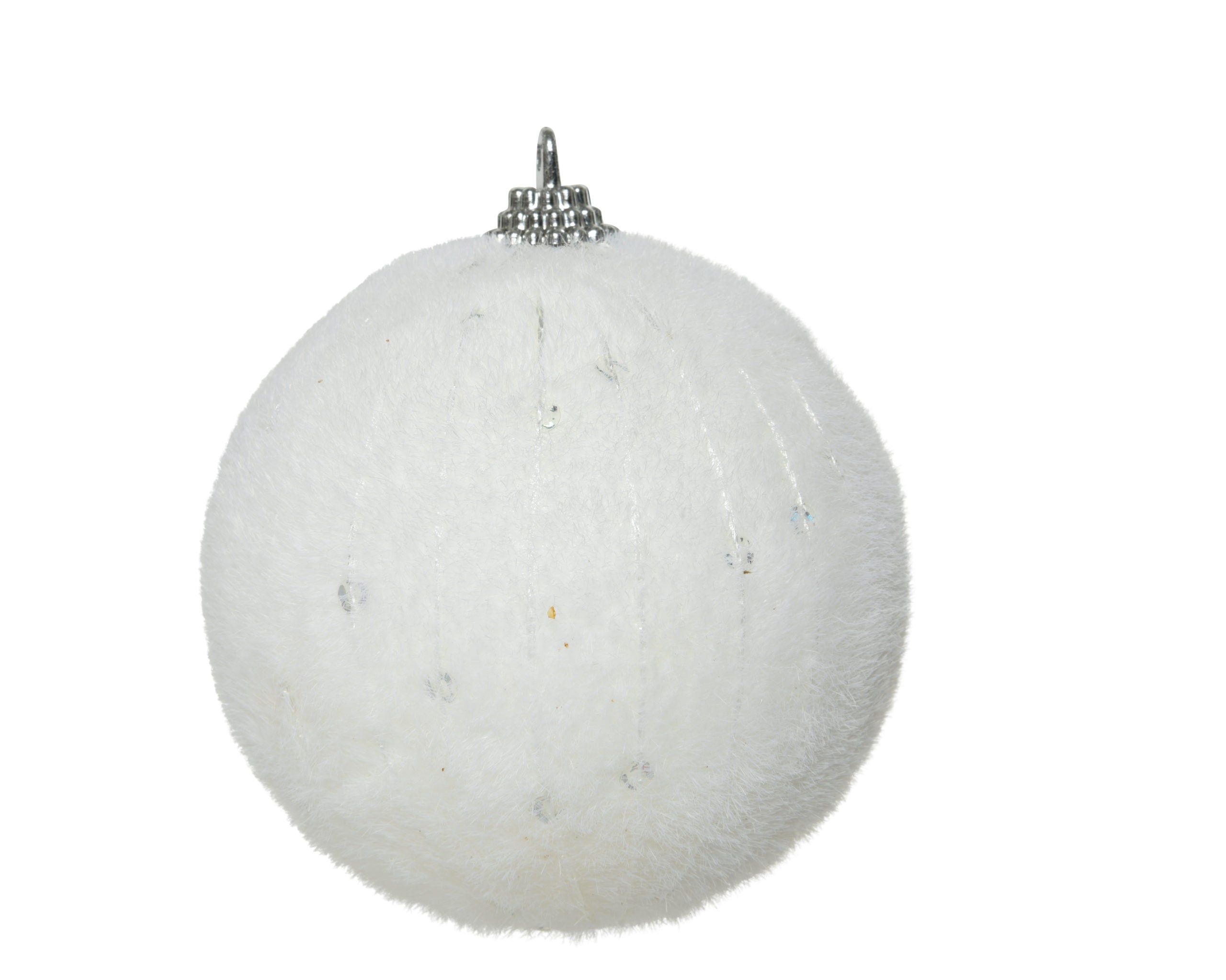 Palla Di Natale Bianca Con Paillettes D 8 Cm