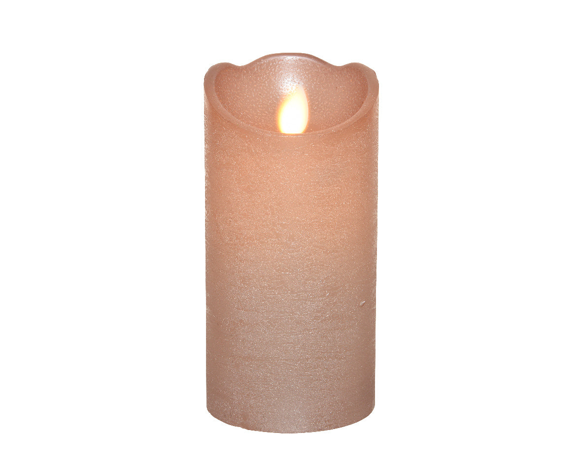 Candela Blush Pink 7,5X15  Cm Fiamma Led Warm White