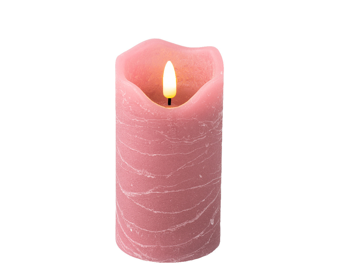 Candela Velvet Pink 7X13 Cm Fiamma Led Warm White