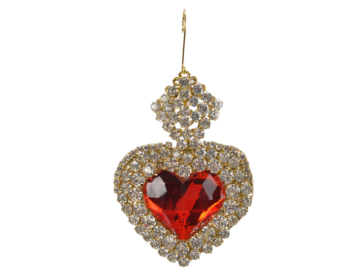 Pendente Cuore Rosso Bordo Oro 10X15