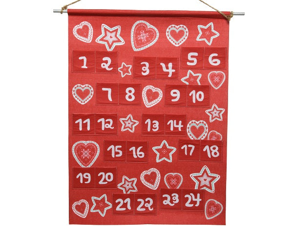 Calendario Dell'Avvento Da Appendere Rosso 60X69 Cm