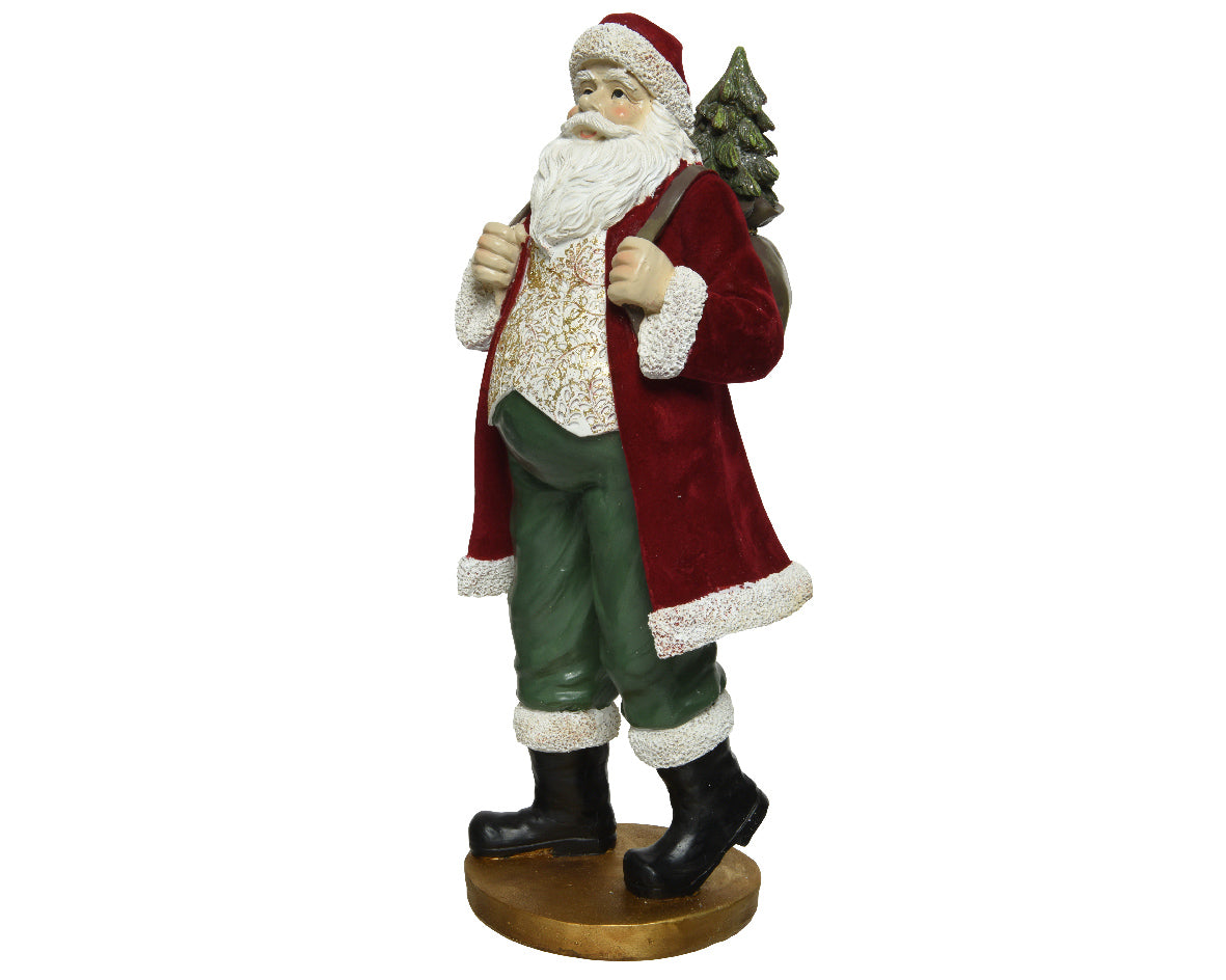 Babbo Natale Con Albero 18X20X47 Cm