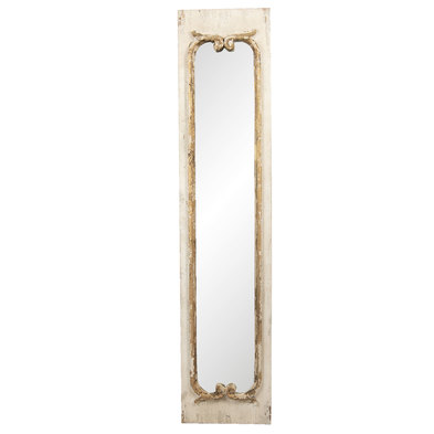 Specchio Bianco Anticato Bordo Marrone 33X149 Cm