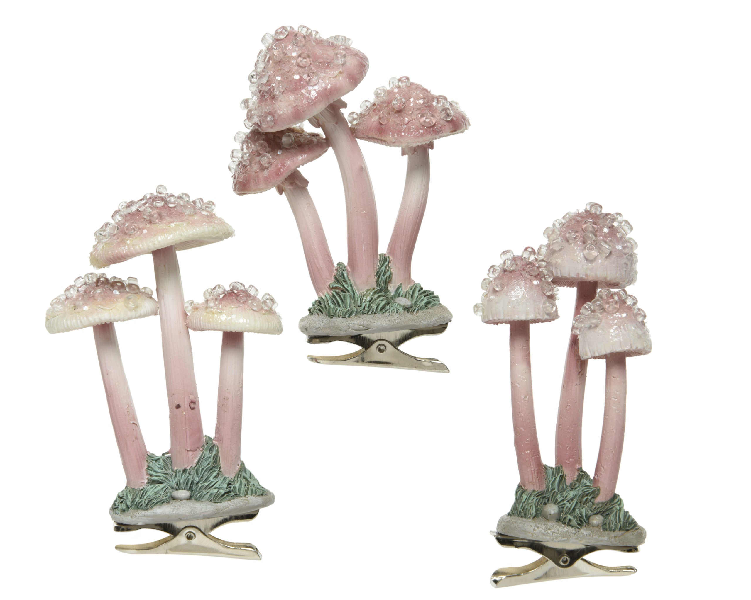 Set 3 Funghi Da Appendere Rosa 6X9 Cm Con Clip