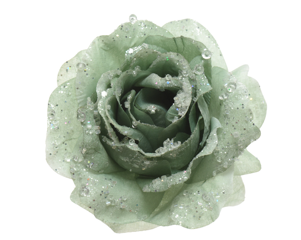 Rosa Con Clip Sage Green 14X9 Cm