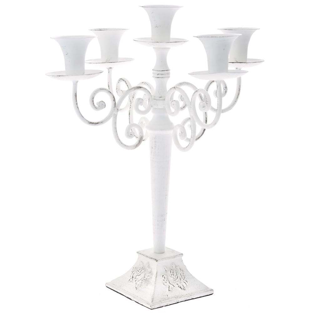 Candelabro Metallo Bianco Antico 30X30X36 Cm