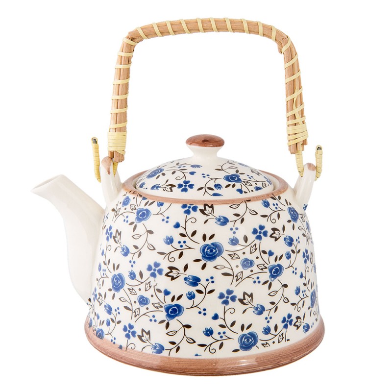 Teiera Ceramica Decoro Fiori Blu 18X14X12 Cm 0,7 Lt