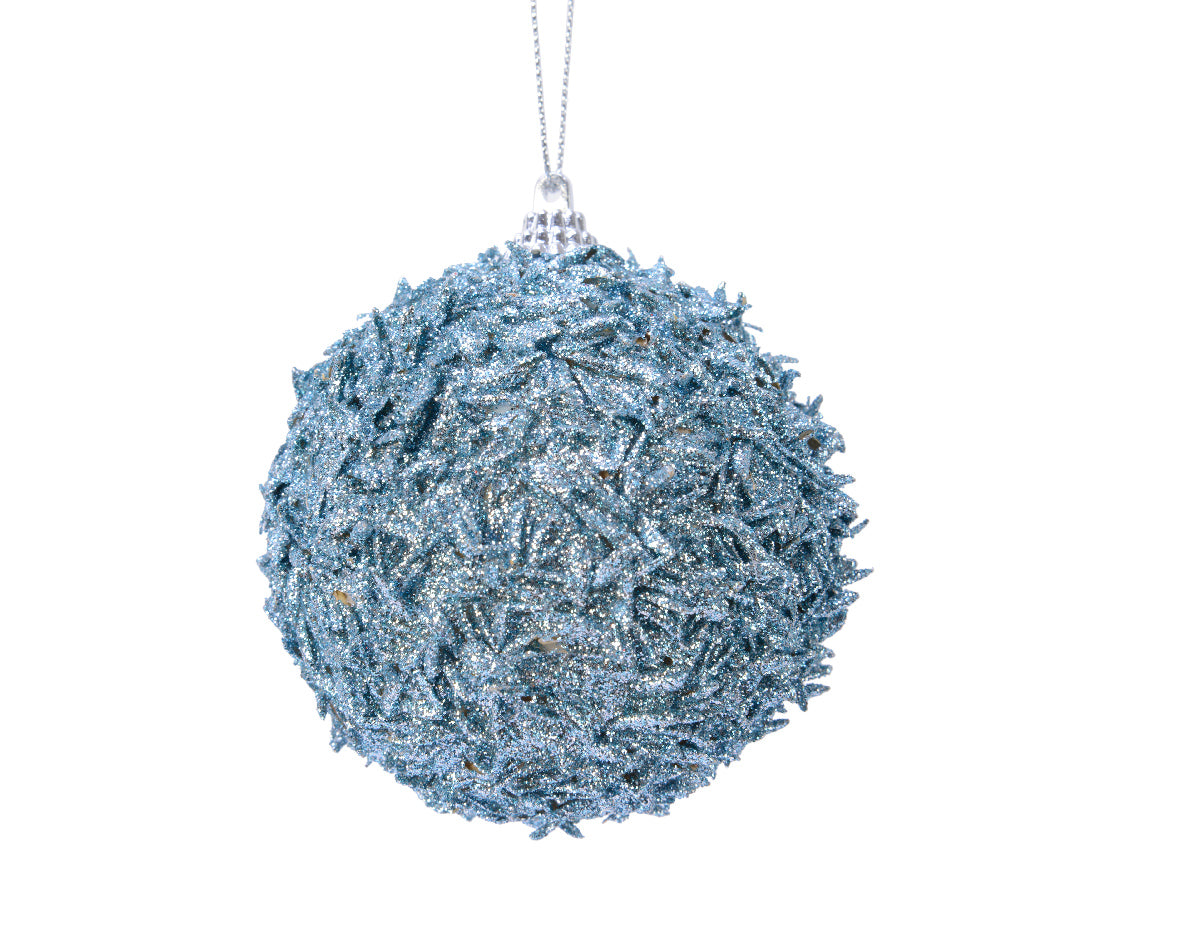 Pallina Di Natale Misty Blue Con Glitter D 8 Cm