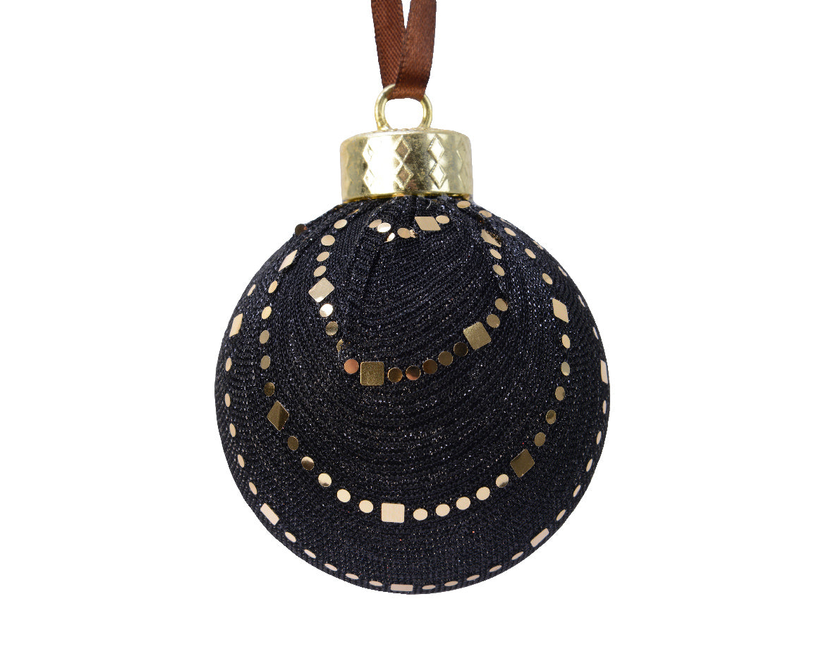 Pallina di Natale nera con decorazioni oro diametro 8 cm per addobbo albero di Natale - DeMatteis.it