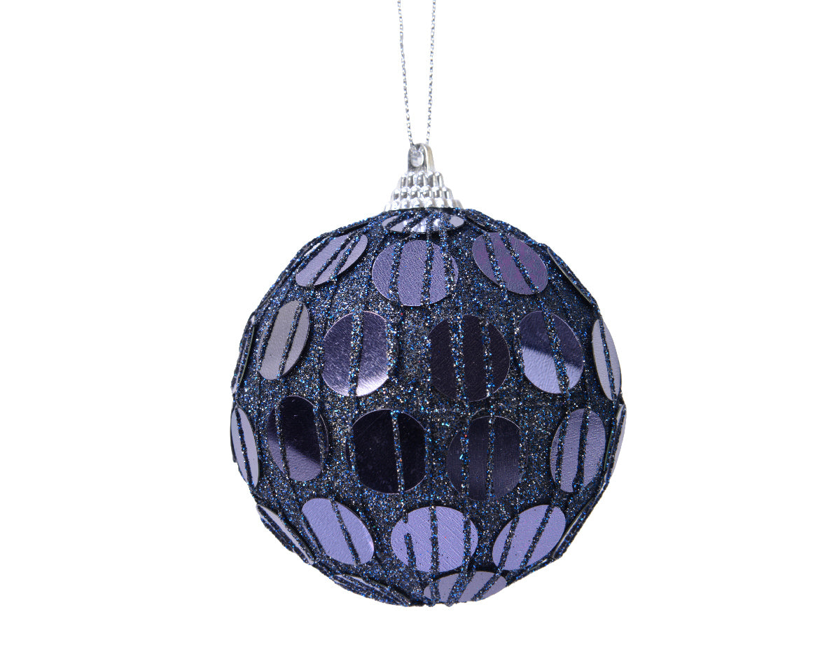 Palla Di Natale D 8 Cm Night Blue Con Paillettes