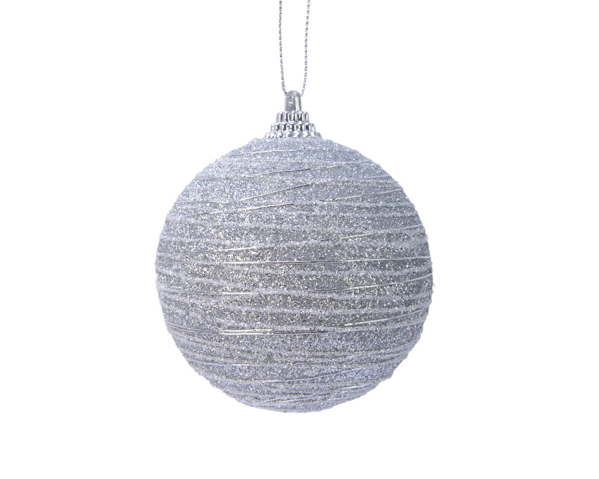 Palla Di Natale D 8 Cm Silver Con Glitter