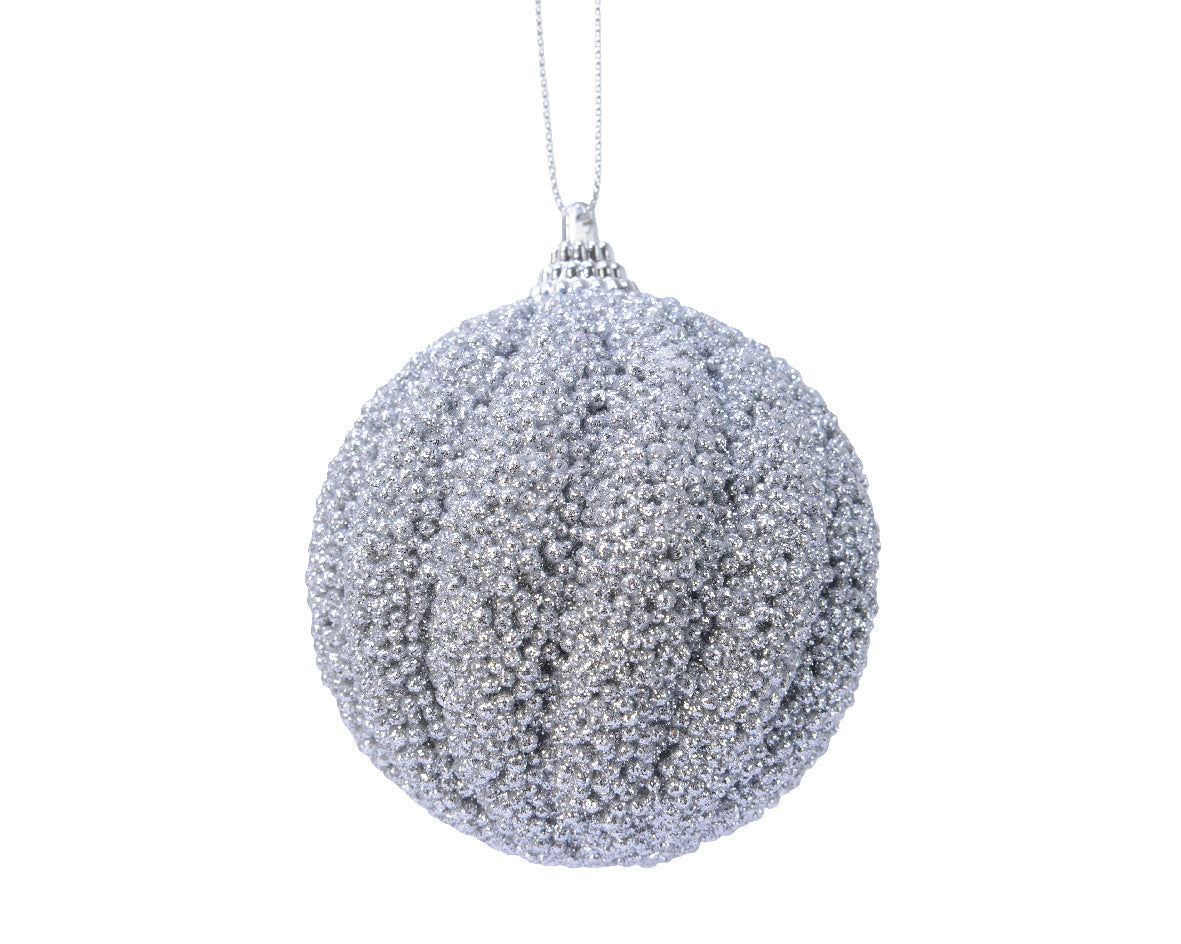 Palla di Natale Silver decorativa con glitter diametro 8 cm per addobbi natalizi - DeMatteis.it