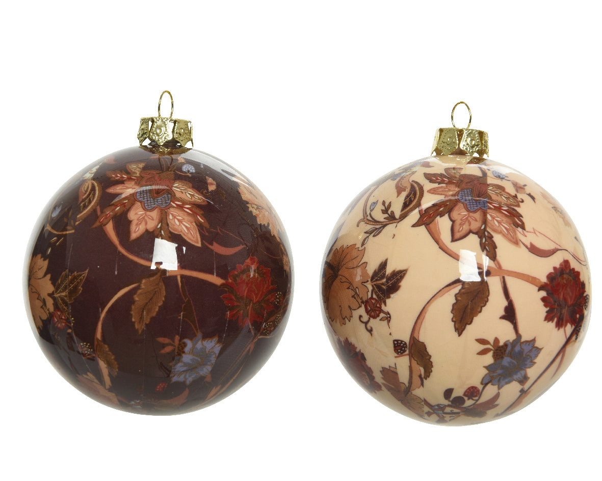 Palla di Natale decorazione con motivi foglie diametro 10 cm per addobbi natalizi - DeMatteis.it