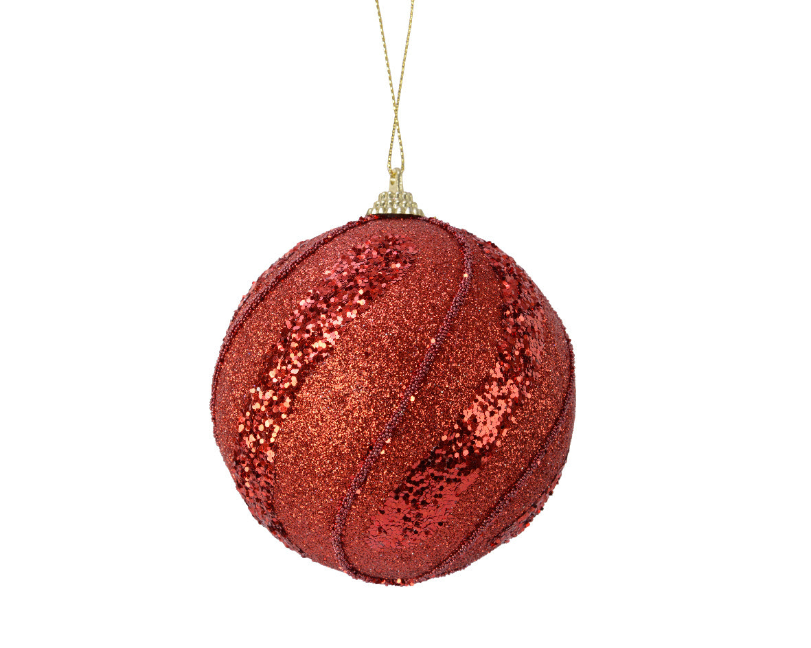 Pallina di Natale Christmas Red diametro 8 cm con glitter per decorazioni natalizie - DeMatteis.it