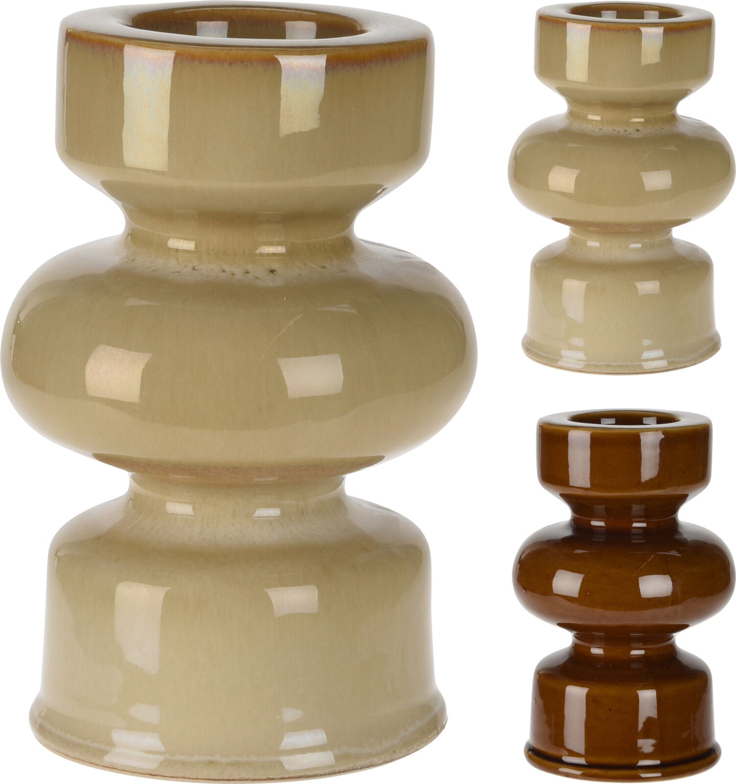 Porta Tealight 15 Cm Beige Marrone