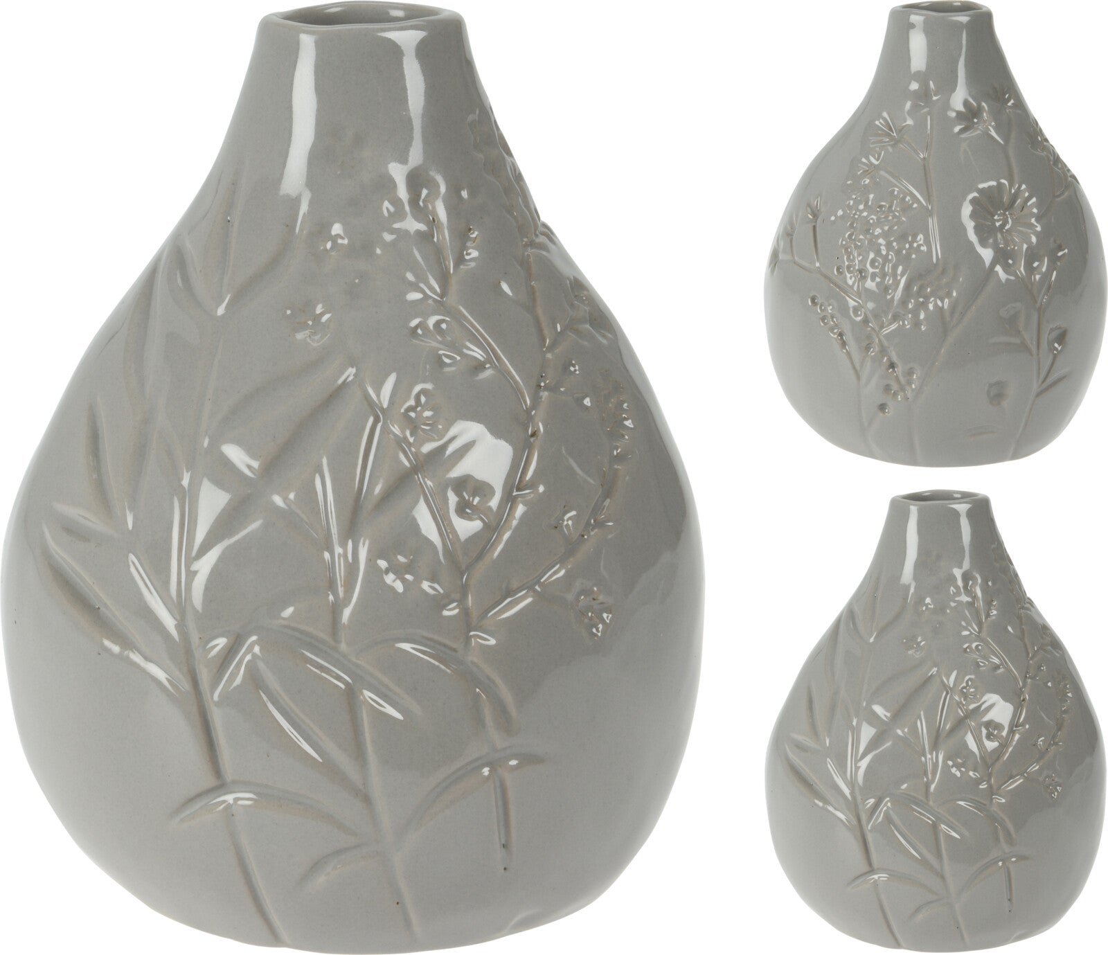 Vase Grigio Decorato 14 Cm 1 Pezzo