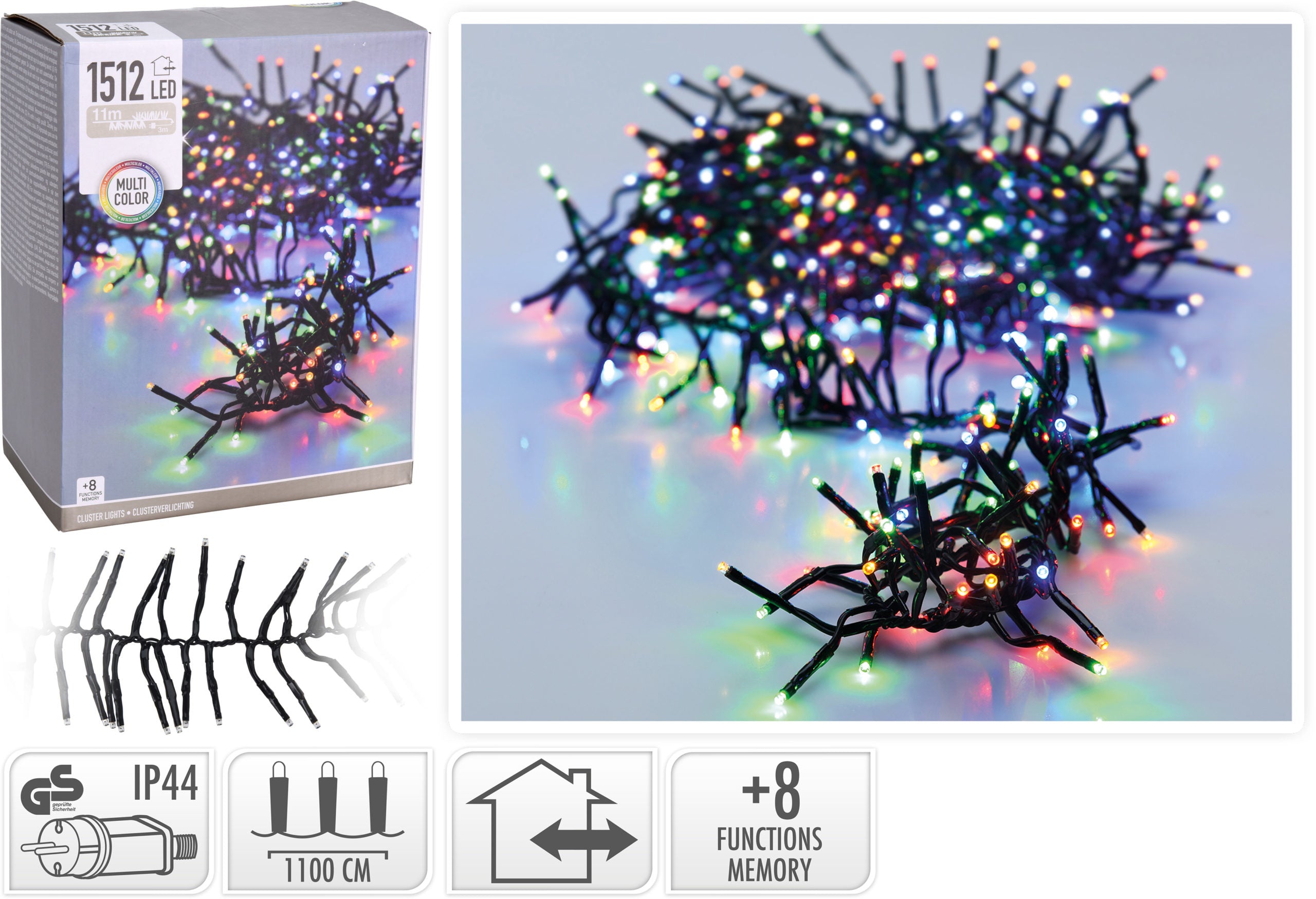 Luci Di Natale A Grappolo 1512 Led Colorati