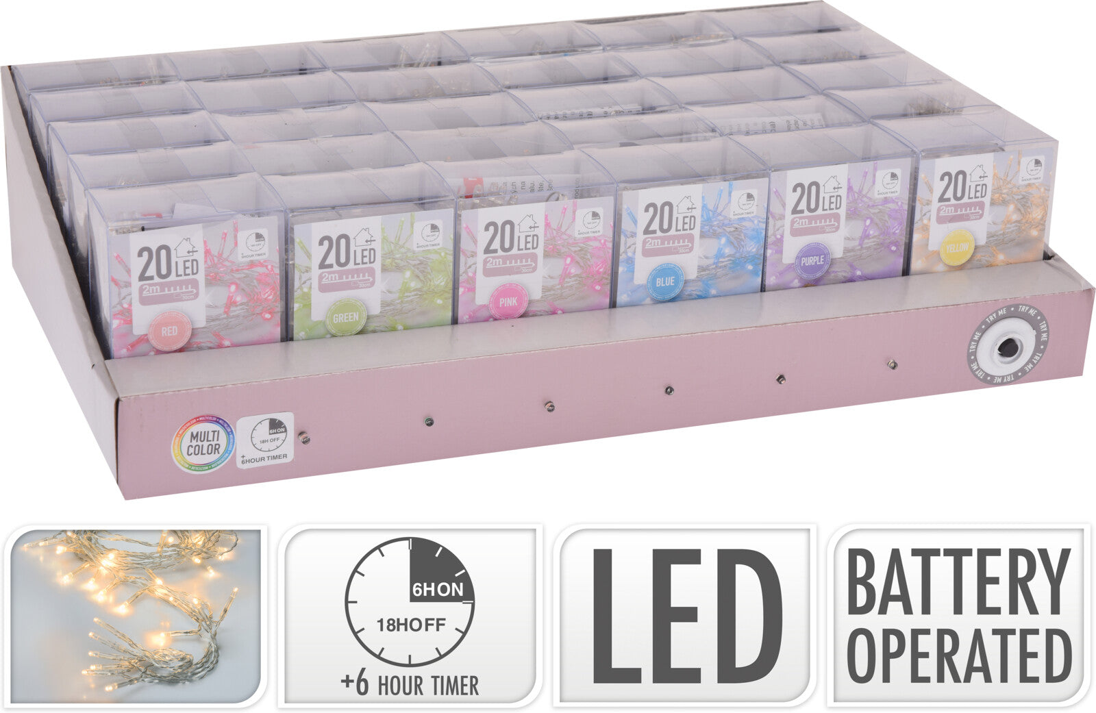 Filo 20 Luci Led Batteria Colorate