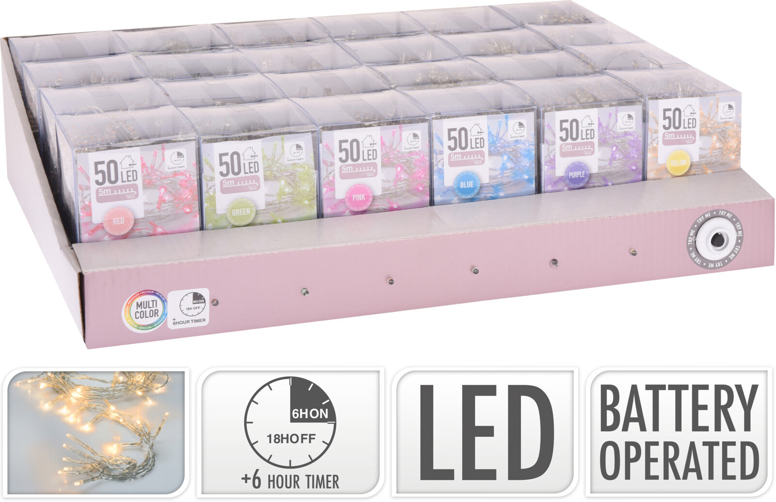 Filo 50 Luci Led Batteria Colorate