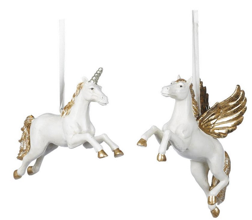 Pendente Pegaso /Unicorno Crema/Oro 15 Cm 1 Pezzo