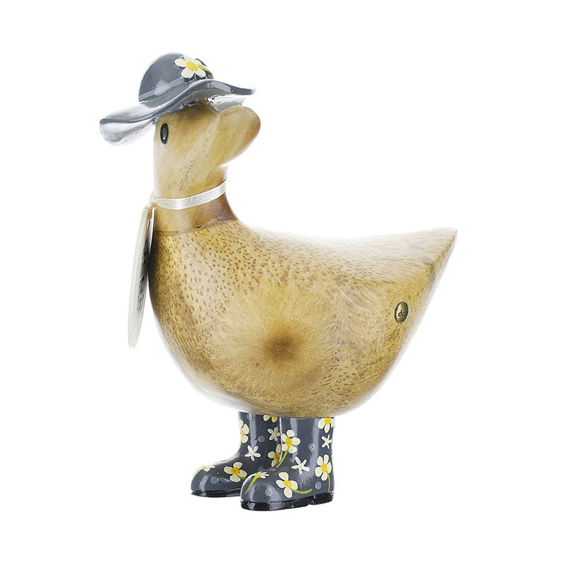 Anatra Legno Duck Company Pois Grigio Disegno Florale