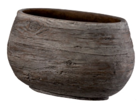 Vaso Cassetta Ovale Wood 39 Cm Grigio