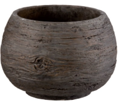 Vaso Cachepot Wood 29 Cm Grigio