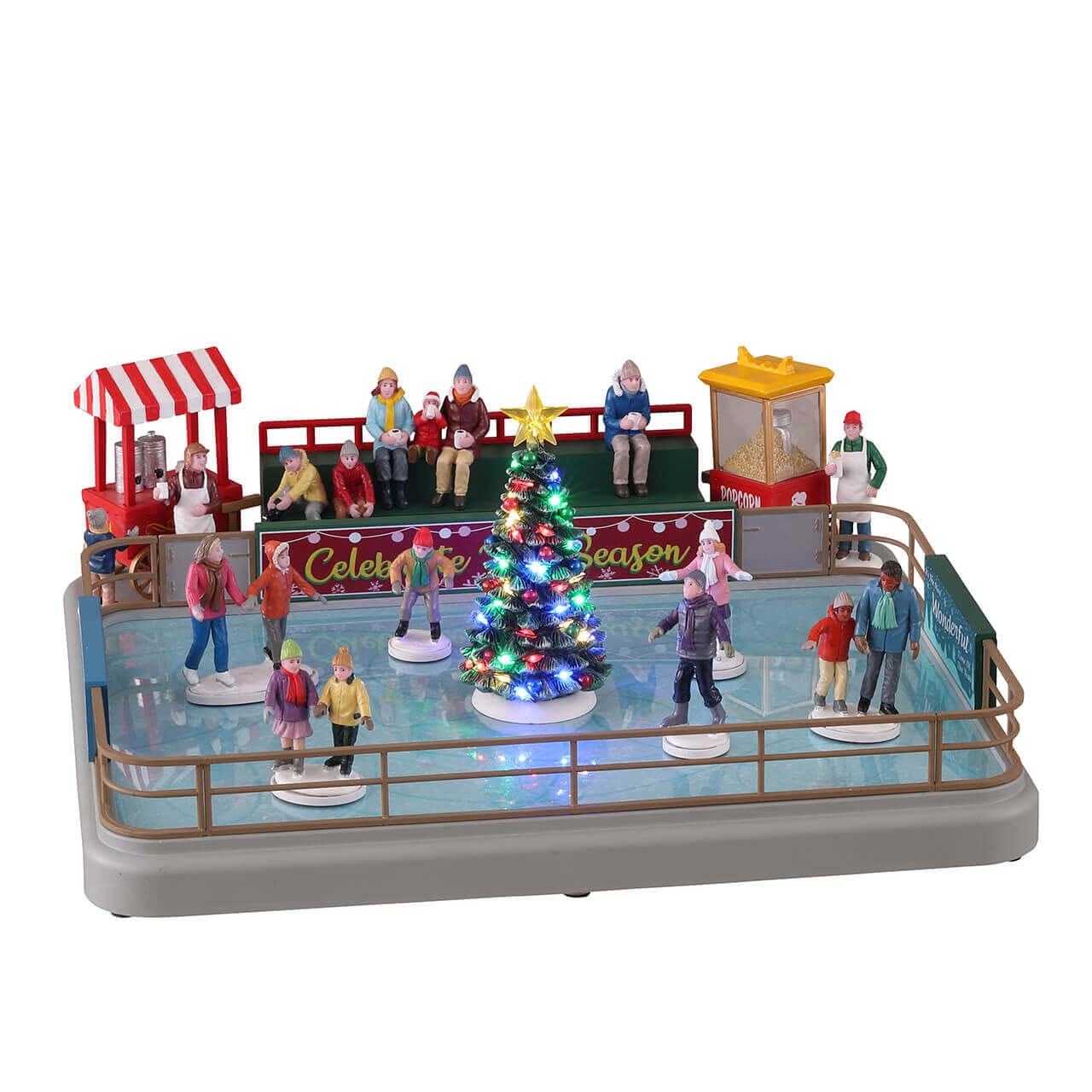 Pista di Pattinaggio Lemax Outdoor Skating Rink con albero di Natale illuminato, personaggi animati che pattinano e chioschi gastronomici del Villaggio di Natale Lemax Vail Village | Dematteis.it