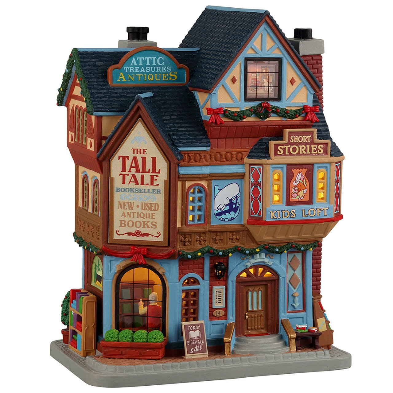 The Tall Tale Lemax libreria del Villaggio di Natale Lemax collezione Caddington con architettura vittoriana, decorazioni natalizie e illuminazione. | Dematteis.it