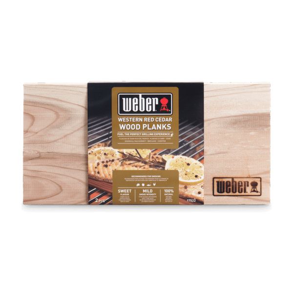 Panetti Weber affumicatura cedro in legno naturale di Thuja Plicata, set da 2 pezzi con dimensioni 15x30 cm, l'accessorio Weber perfetto per affumicare pesce, carne e formaggi con un aroma intenso e naturale. | Dematteis.it